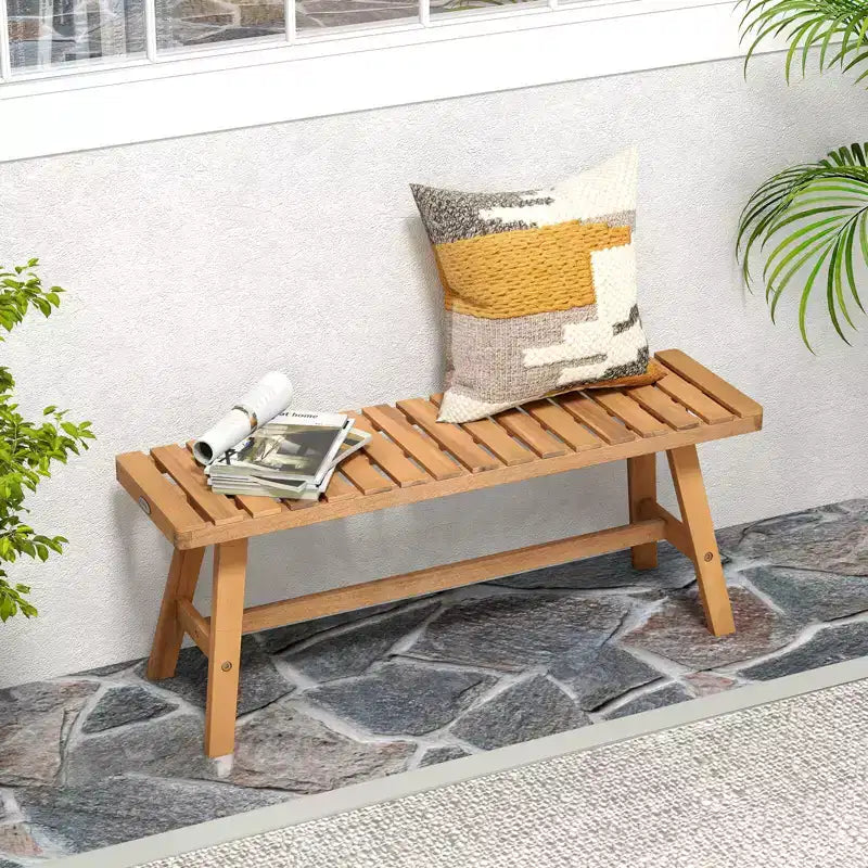 Set da Pranzo da Esterno Costway 3 Pezzi in Legno di Acacia con Sedie a Doghe per Terrazza, Prato e Giardino