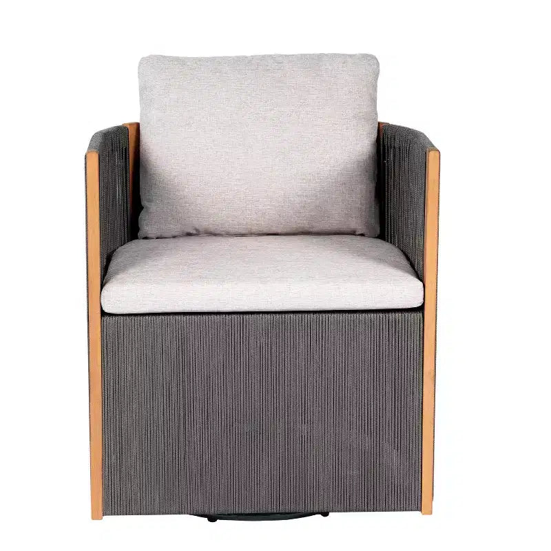 Christopher Knight Home Oliver, set da pranzo girevole da esterno per patio, 5 pezzi in legno di acacia e corda con cuscini, tavolo e 4 sedie