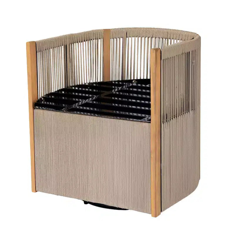 Christopher Knight Home Oliver, set da pranzo girevole da esterno per patio, 5 pezzi in legno di acacia e corda con cuscini, tavolo e 4 sedie