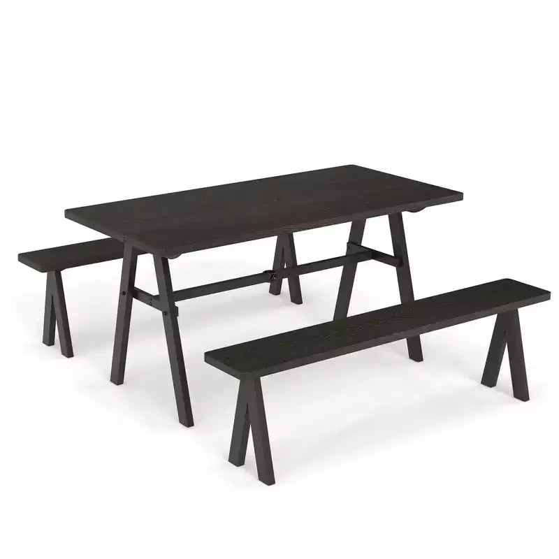 Costway Set Tavolo da Picnic e 2 Panche da Esterno per 6 Persone con Foro per Ombrellone da 1,93