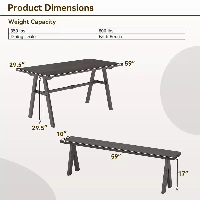 Costway Set Tavolo da Picnic e 2 Panche da Esterno per 6 Persone con Foro per Ombrellone da 1,93