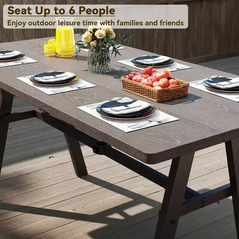 Costway Set Tavolo da Picnic e 2 Panche da Esterno per 6 Persone con Foro per Ombrellone da 1,93