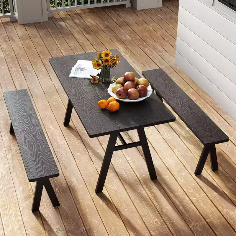 Costway Set Tavolo da Picnic e 2 Panche da Esterno per 6 Persone con Foro per Ombrellone da 1,93