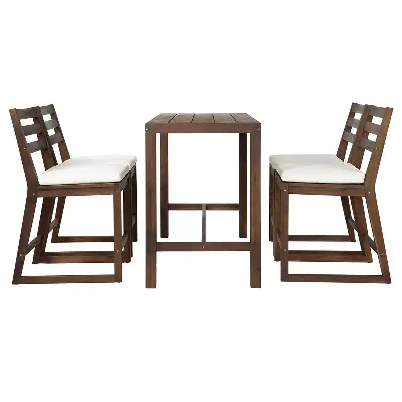 Set da bar Whisen a 5 pezzi in stile rustico per patio, tavolo e sedie da esterno con sedie ergonomiche e piano del tavolo a doghe