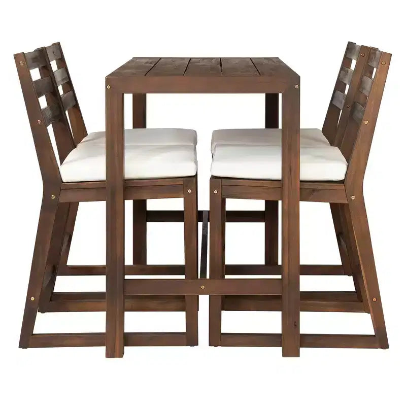 Set da bar Whisen a 5 pezzi in stile rustico per patio, tavolo e sedie da esterno con sedie ergonomiche e piano del tavolo a doghe