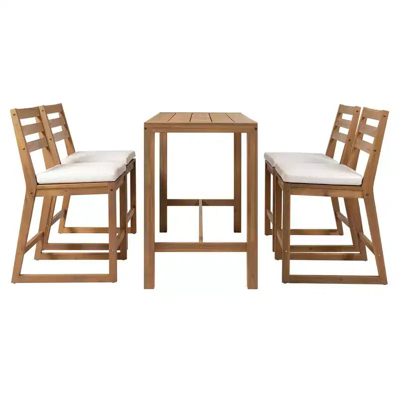 Set da bar Whisen a 5 pezzi in stile rustico per patio, tavolo e sedie da esterno con sedie ergonomiche e piano del tavolo a doghe