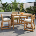 Whisen 5-Piece Rustic Patio Bar Set, Patio Table and Chairs Set with Ergonomic Chairs & Slatted Tabletop