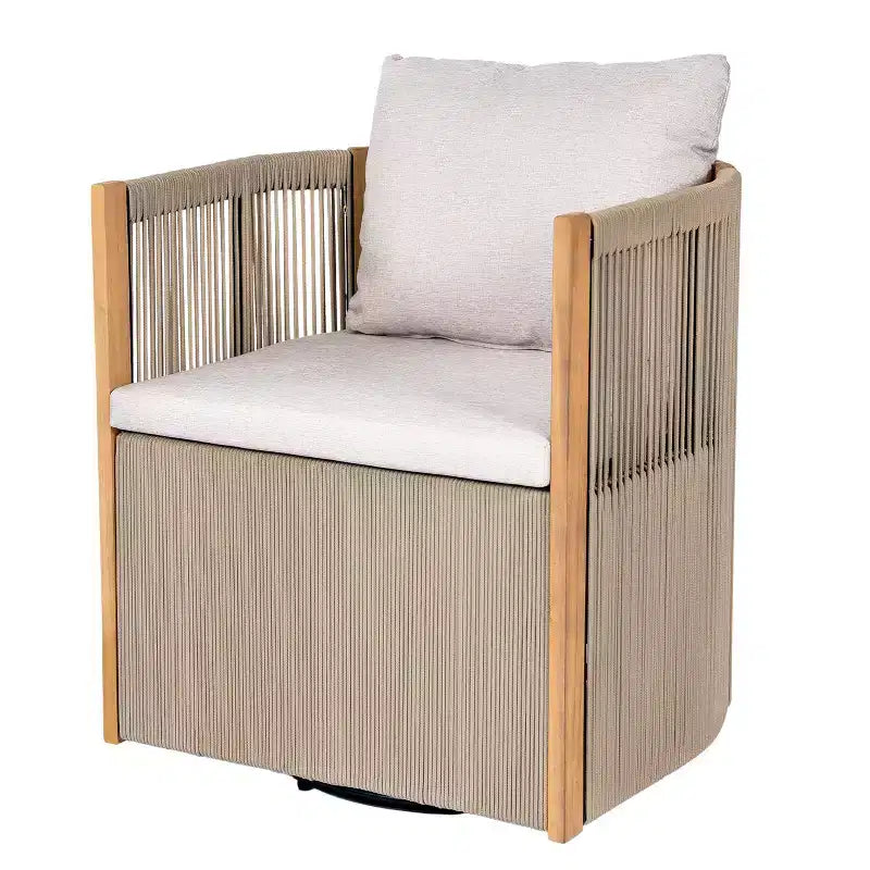 Christopher Knight Home Carter Set da Pranzo da Esterno Moderno in Legno di Acacia, 5 Pezzi, con Tavolo Rettangolare e 4 Sedie Girevoli in Corda