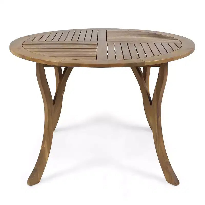 Christopher Knight Home Everett Set da pranzo moderno per patio da 5 pezzi in legno di acacia con tavolo rotondo e 4 sedie girevoli in corda