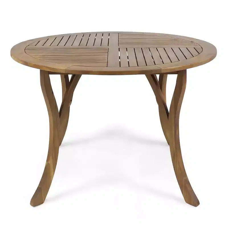 Christopher Knight Home Everett Set da pranzo moderno per patio da 5 pezzi in legno di acacia con tavolo rotondo e 4 sedie girevoli in corda