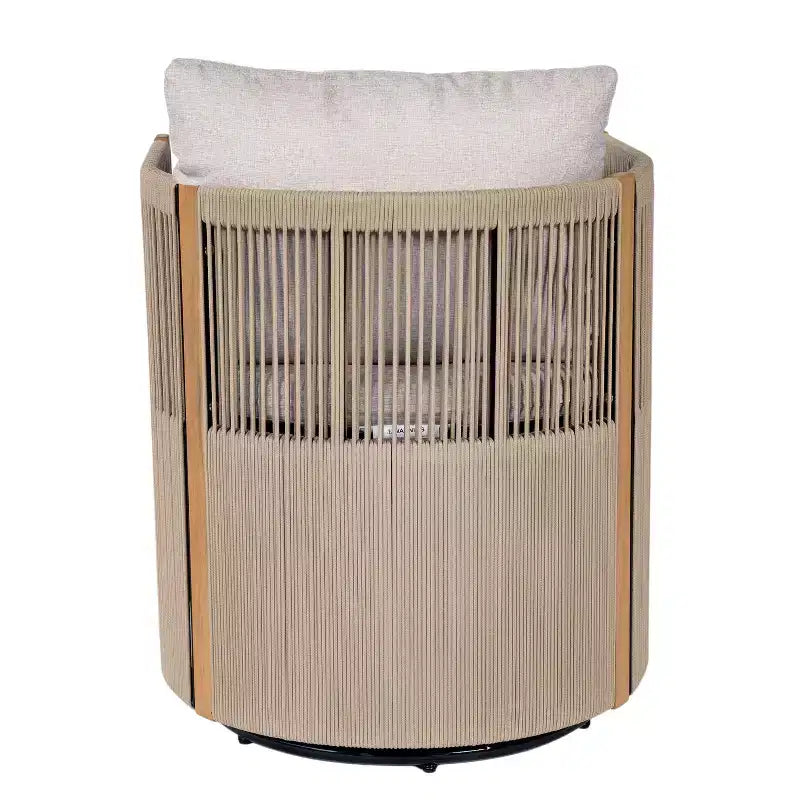 Christopher Knight Home Everett Set da pranzo moderno per patio da 5 pezzi in legno di acacia con tavolo rotondo e 4 sedie girevoli in corda