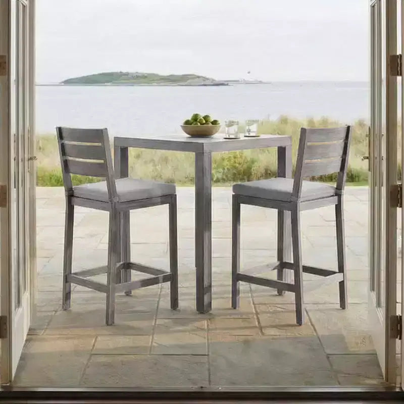 Set da patio Martha Stewart Bedford da 5 pezzi in alluminio, 4 sgabelli da bar con cuscini, tavolo da patio quadrato da 35,5 pollici