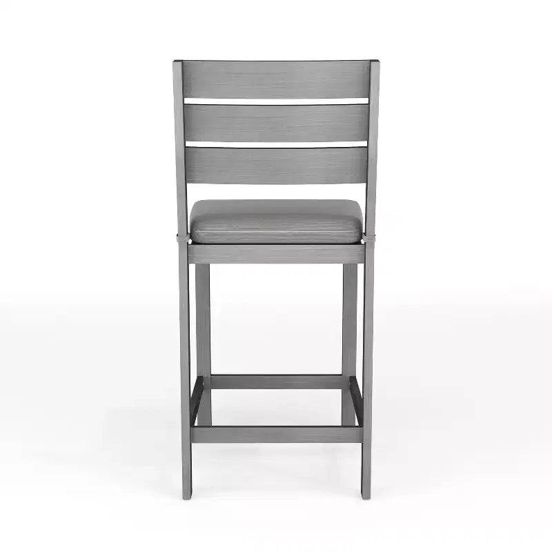Set da patio Martha Stewart Bedford da 5 pezzi in alluminio, 4 sgabelli da bar con cuscini, tavolo da patio quadrato da 35,5 pollici