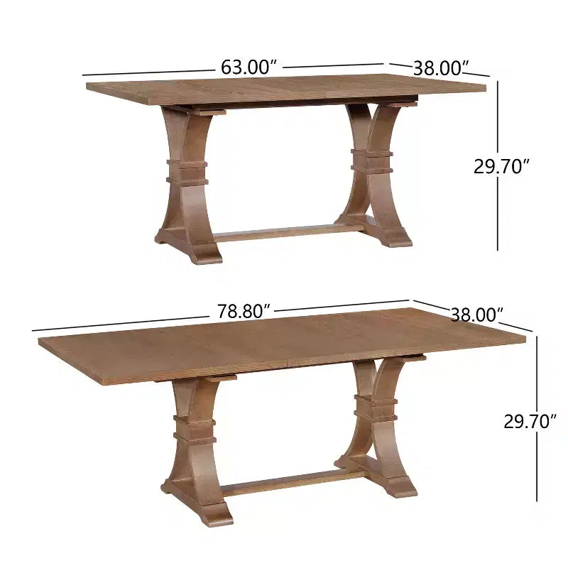 Christopher Knight Home Elowen Set da Pranzo in Stile Fattoria da 7 Pezzi in Legno di Gomma Allungabile con Sedie Imbottite in Tessuto Rattan