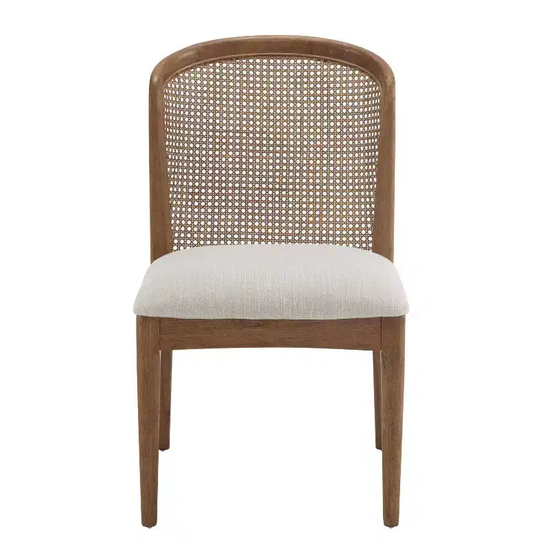 Christopher Knight Home Elowen Set da Pranzo in Stile Fattoria da 7 Pezzi in Legno di Gomma Allungabile con Sedie Imbottite in Tessuto Rattan