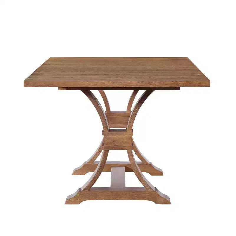 Christopher Knight Home Elowen Set da Pranzo in Stile Fattoria da 7 Pezzi in Legno di Gomma Allungabile con Sedie Imbottite in Tessuto Rattan