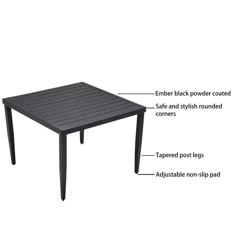 Set da Pranzo Moderno da Esterno a 5 Pezzi in Alluminio, Tavolo Quadrato con Foro per Ombrellone e 4 Poltrone Imbottite per Patio, Terrazza, Giardino-Panipeachy