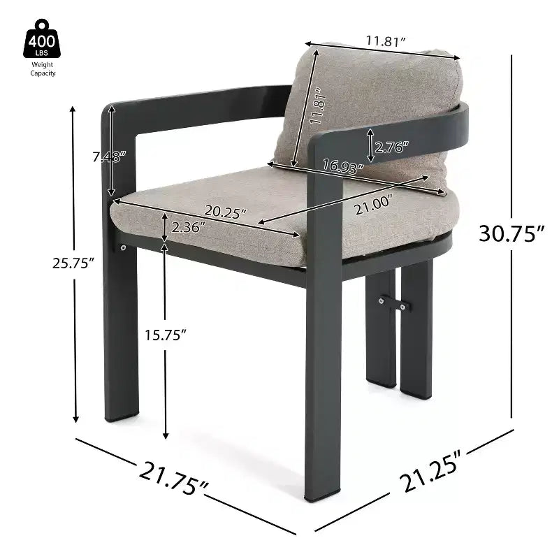 Christopher Knight Home Evren Set da 5 Pezzi Tavolo da Pranzo con Doghe in Legno di Acacia e Sedie da Pranzo Moderne in Alluminio per Esterni