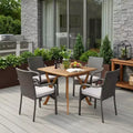 Christopher Knight Home Jose Modern 5 Piece Patio Iron Chairs with PE Rattan Design and Acacia Dining Table Set
