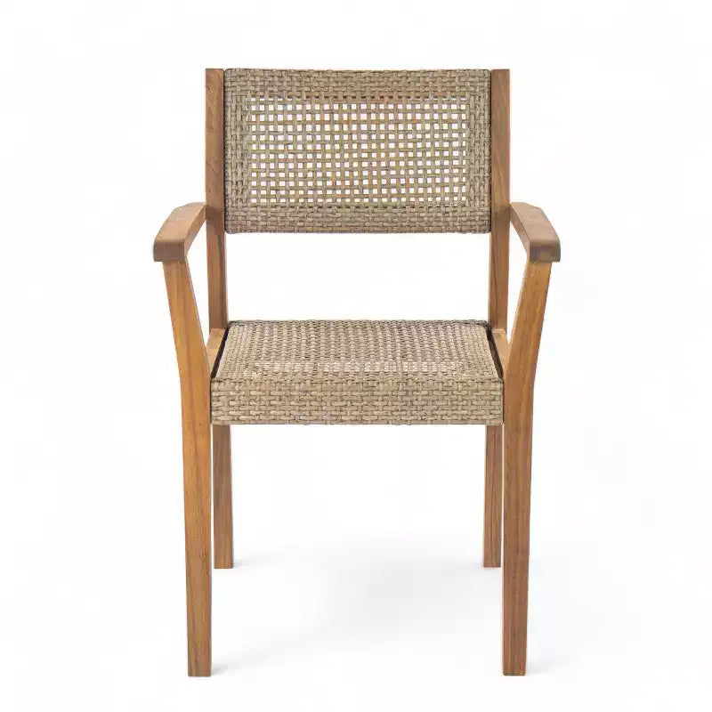Christopher Knight Home Lucian, set da pranzo a 5 pezzi in legno di acacia, vimini, stile rustico, per patio, con cuscini e tavolo a doghe