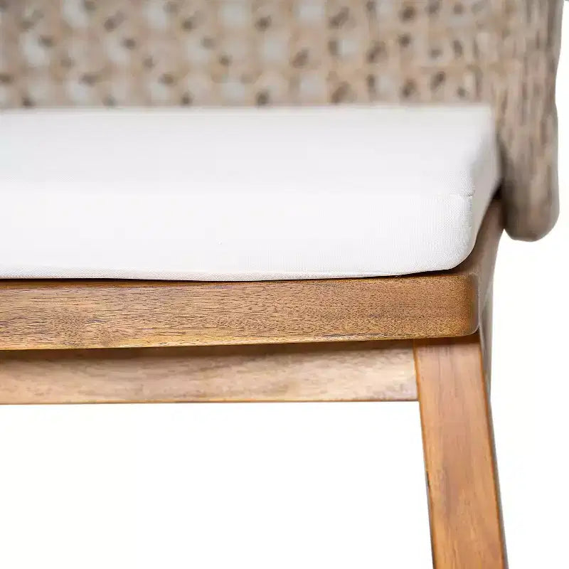 Christopher Knight Home Priya Sedie da pranzo moderne da esterno in acacia a 7 pezzi con vimini naturale e tavolo a doghe