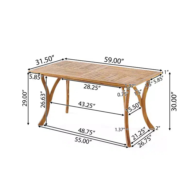 Christopher Knight Home Priya Sedie da pranzo moderne da esterno in acacia a 7 pezzi con vimini naturale e tavolo a doghe