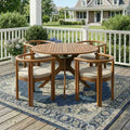 Christopher Knight Home Matteo 5 Piece Patio Rustic Acacia Wood Dining Set with Cushions and Slatted Table