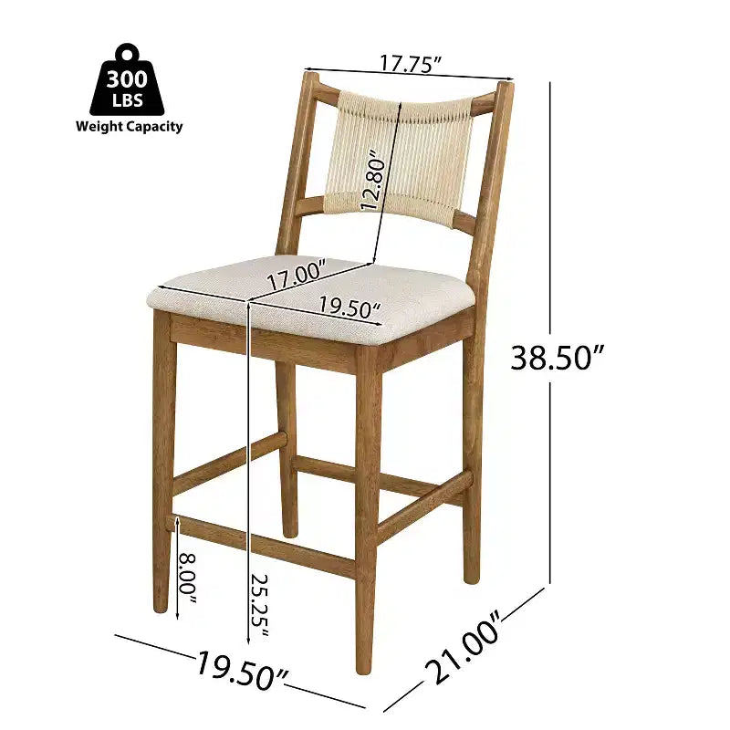 Christopher Knight Home La Modern Set da 5 Pezzi, Tavolo Quadrato e Sgabelli con Seduta Imbottita e Schienale in Corda, in Legno di Caucciù