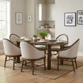 Christopher Knight Home Thiago Modern 7 Piece Rubberwood Dining Set with Curved Backrest and Oval Table