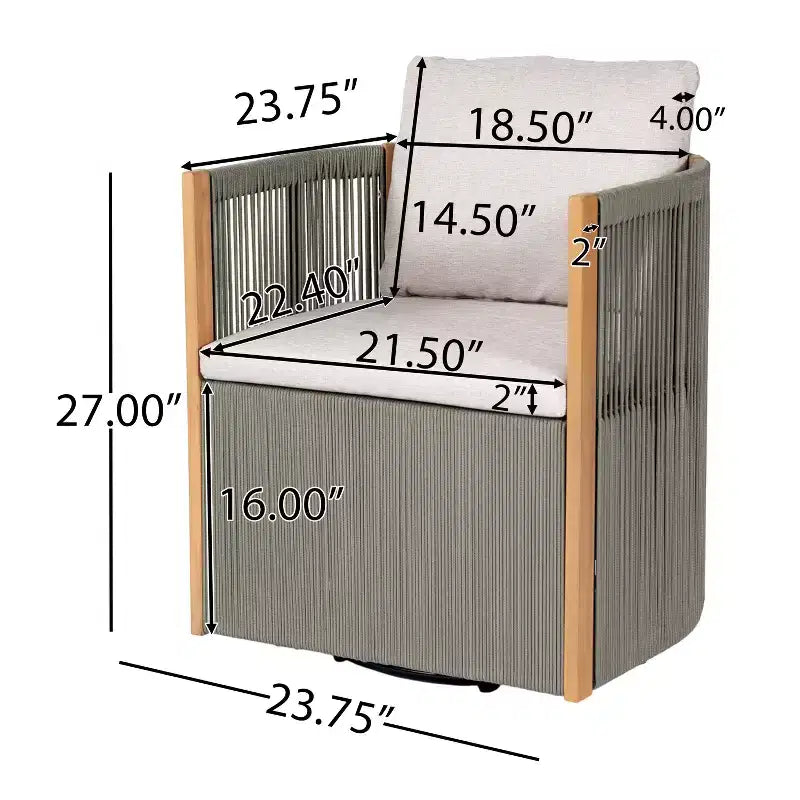 Christopher Knight Home Calvin Set da Pranzo Moderno da Esterno a 5 Pezzi in Legno di Acacia con 4 Sedie Girevoli e Tavolo