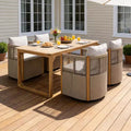 Christopher Knight Home Calvin Set da Pranzo Moderno da Esterno a 5 Pezzi in Legno di Acacia con 4 Sedie Girevoli e Tavolo