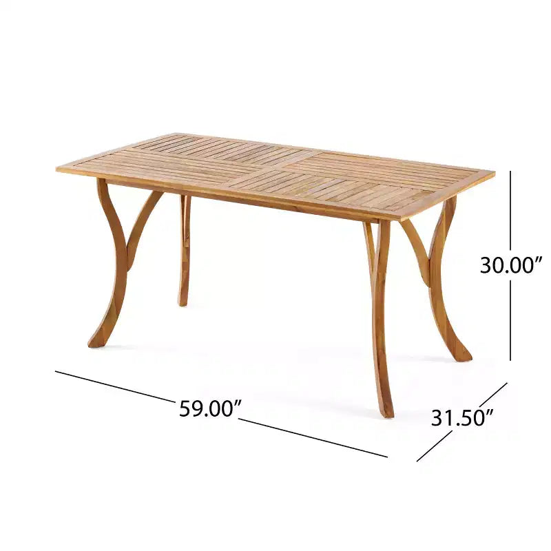 Christopher Knight Home Lorenzo Set da pranzo moderno a 7 pezzi in legno di acacia con design a doghe e gambe curve