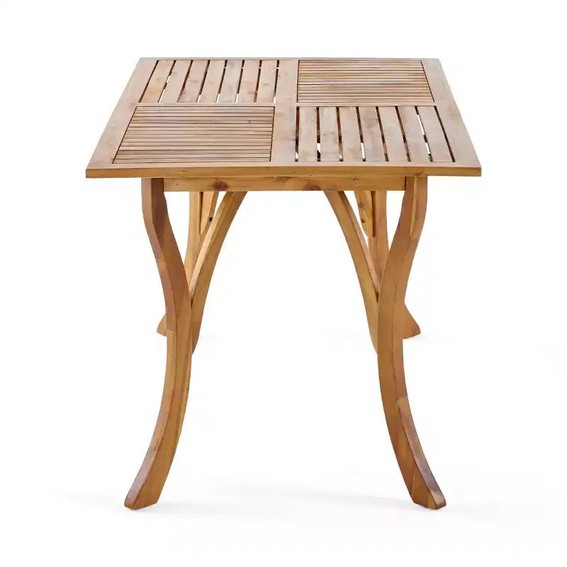Christopher Knight Home Lorenzo Set da pranzo moderno a 7 pezzi in legno di acacia con design a doghe e gambe curve