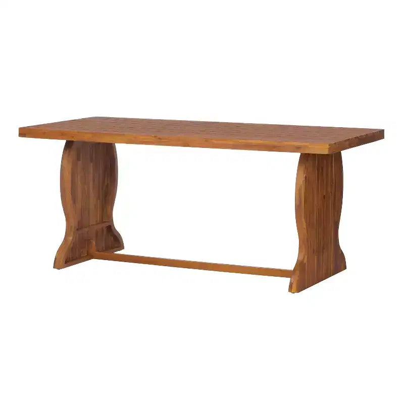 Set da pranzo moderno Christopher Knight Home Lorenzo a 7 pezzi in legno di acacia con design a doghe e gambe a forma di coda di pesce