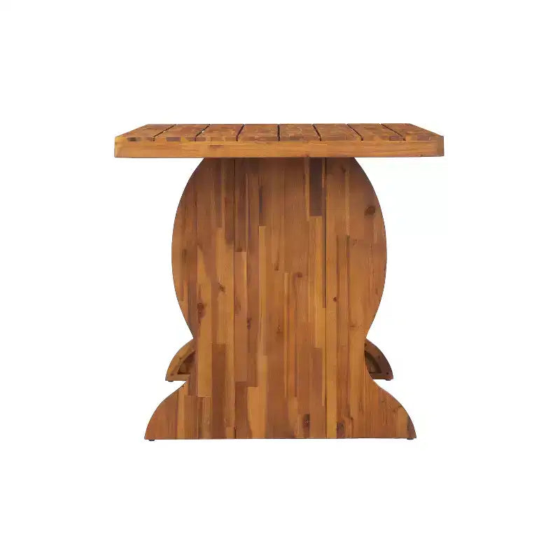 Set da pranzo moderno Christopher Knight Home Lorenzo a 7 pezzi in legno di acacia con design a doghe e gambe a forma di coda di pesce