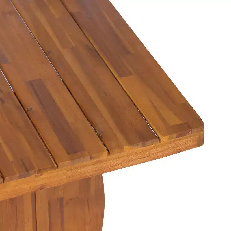 Set da pranzo moderno Christopher Knight Home Lorenzo a 7 pezzi in legno di acacia con design a doghe e gambe a forma di coda di pesce