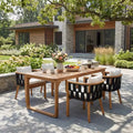 Christopher Knight Home Gavin Patio Modern Acacia Wood 5-Piece Dining Set with 4 Wicker Rope Dining Chairs