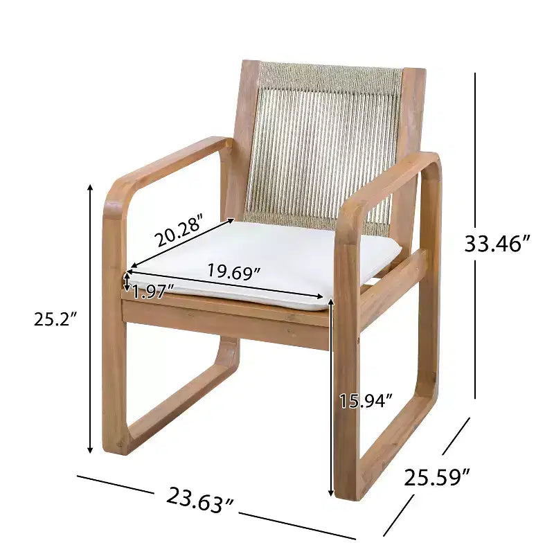 Christopher Knight Home Chasel Set da Pranzo da Esterno Moderno in Legno di Acacia a 5 Pezzi con 4 Sedie da Pranzo in Corda