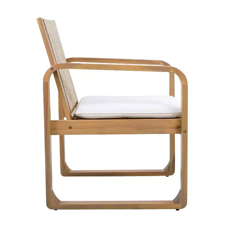 Christopher Knight Home Chasel Set da Pranzo da Esterno Moderno in Legno di Acacia a 5 Pezzi con 4 Sedie da Pranzo in Corda