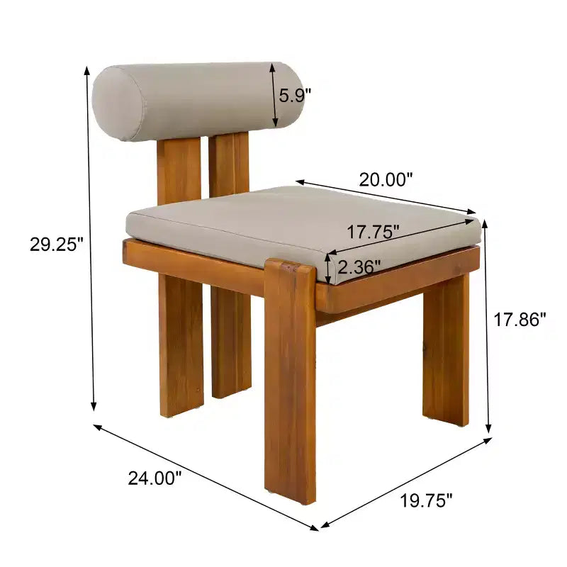 Christopher Knight Home Lucia Set da Pranzo da Esterno Moderno di 7 Pezzi in Acacia Imbottito con Schienale Curvo e Tavolo a Doghe