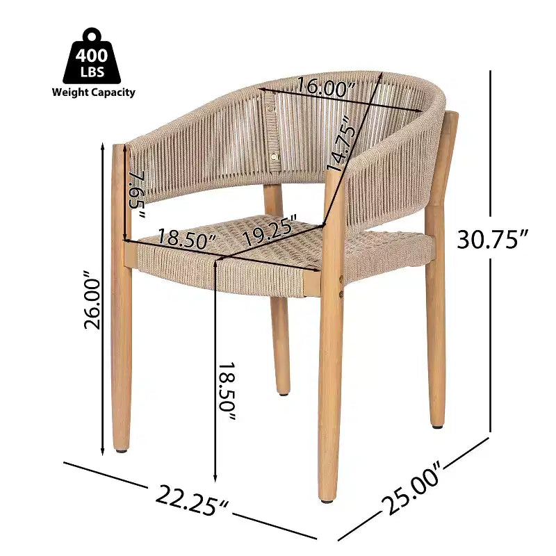 Christopher Knight Home Emeric Set da Pranzo da Esterno Bohemien 9 Pezzi in Legno di Acacia e Corda con Tavolo a Doghe