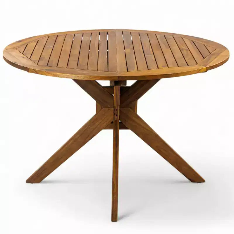 Christopher Knight Home Everett Set da pranzo rotondo da esterno a 5 pezzi in legno di acacia rustico con sedie imbottite per patio