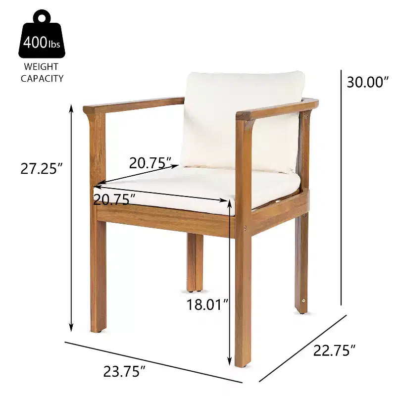 Christopher Knight Home Everett Set da pranzo rotondo da esterno a 5 pezzi in legno di acacia rustico con sedie imbottite per patio