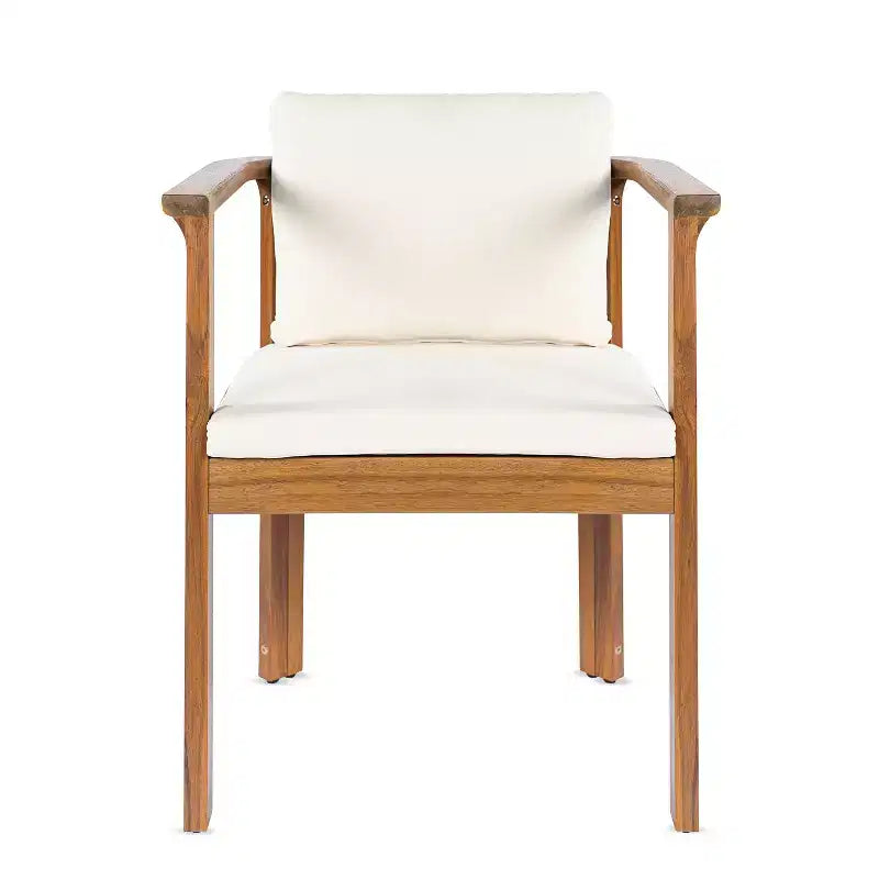 Christopher Knight Home Everett Set da pranzo rotondo da esterno a 5 pezzi in legno di acacia rustico con sedie imbottite per patio