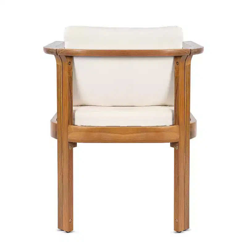 Christopher Knight Home Everett Set da pranzo rotondo da esterno a 5 pezzi in legno di acacia rustico con sedie imbottite per patio