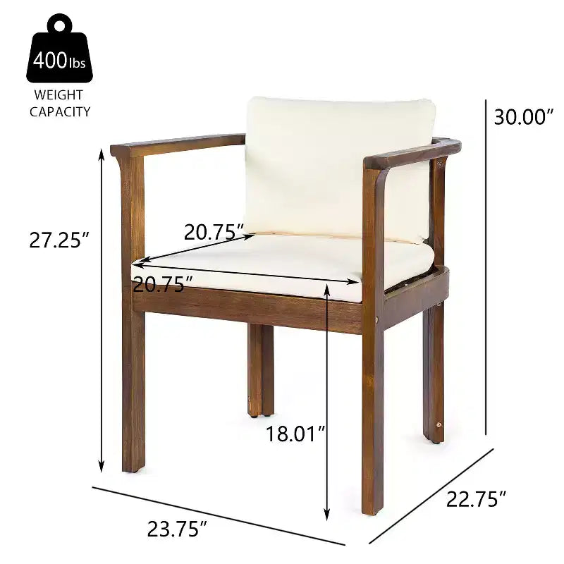 Christopher Knight Home Everett Set da pranzo rotondo da esterno a 5 pezzi in legno di acacia rustico con sedie imbottite per patio