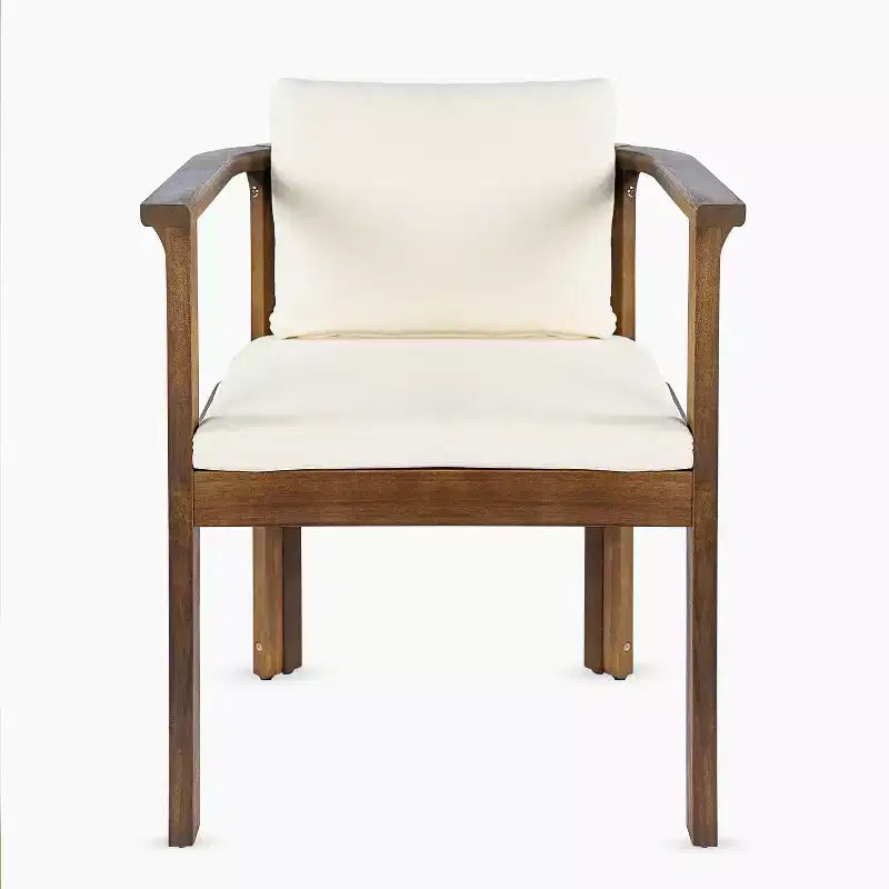 Christopher Knight Home Everett Set da pranzo rotondo da esterno a 5 pezzi in legno di acacia rustico con sedie imbottite per patio