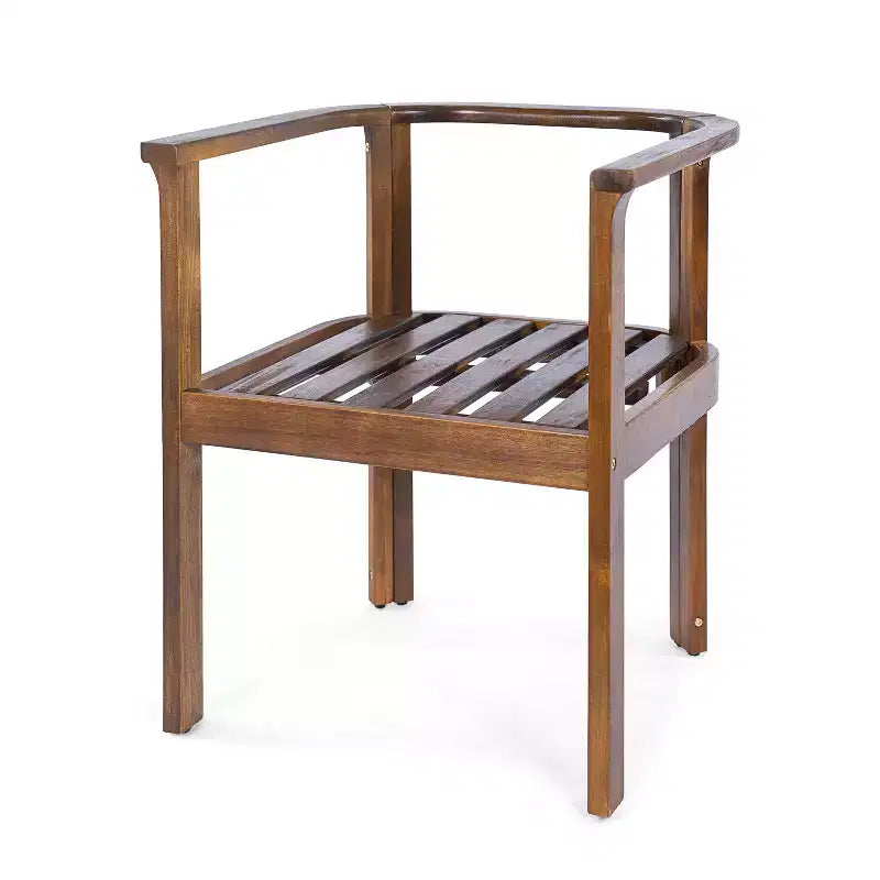 Christopher Knight Home Everett Set da pranzo rotondo da esterno a 5 pezzi in legno di acacia rustico con sedie imbottite per patio