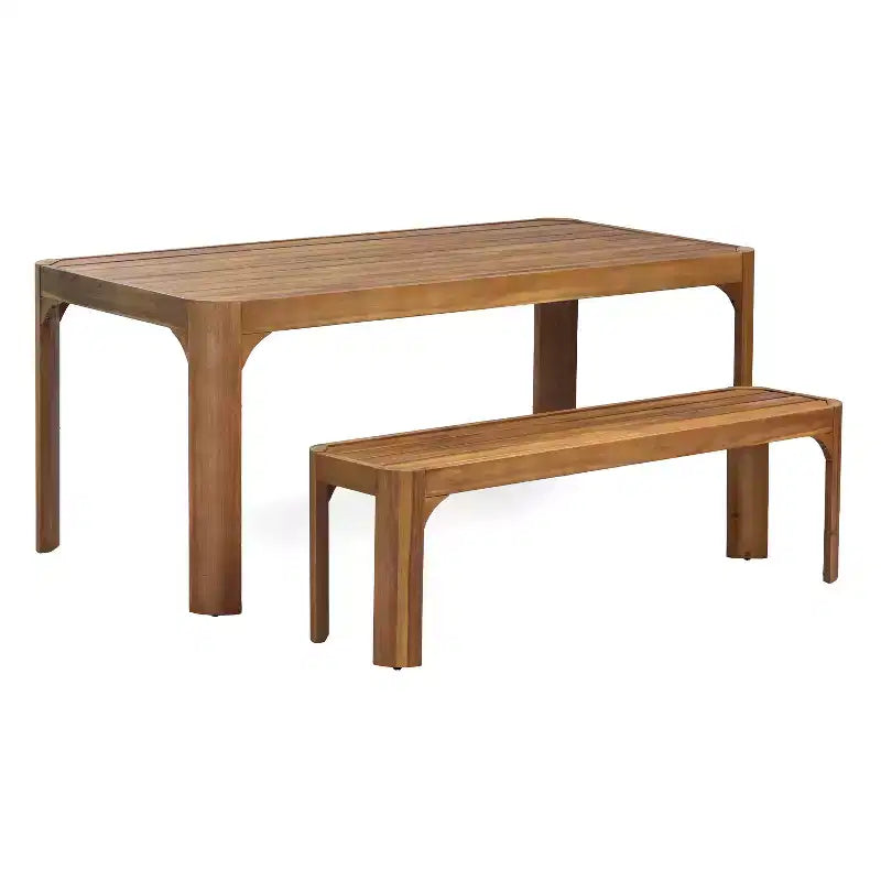 Christopher Knight Home Bao Set da Pranzo Moderno da Esterno di 2 Pezzi in Legno di Acacia con Design a Doghe