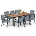 Gymax 9PCS Patio Dining Set for 8 w/Quick-Drying Fabric Sturdy Acacia Wood for Garden